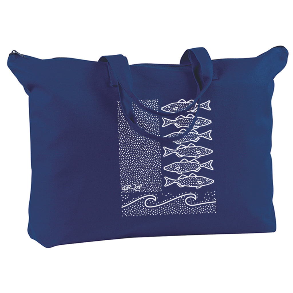 The Clownfish Self-Design Tote Bag For Women (Navy, FS)